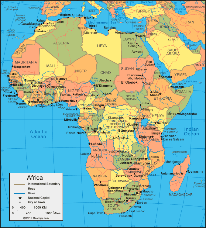 TẢI Bản đồ các nước Châu Phi (Africa Map) khổ lớn năm 2023