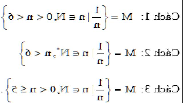 Cho tập hợp P = { 1; 1/2; 1/3; 1/4; 1/5}. Hãy mô tả tập hợp P bằng cách nêu