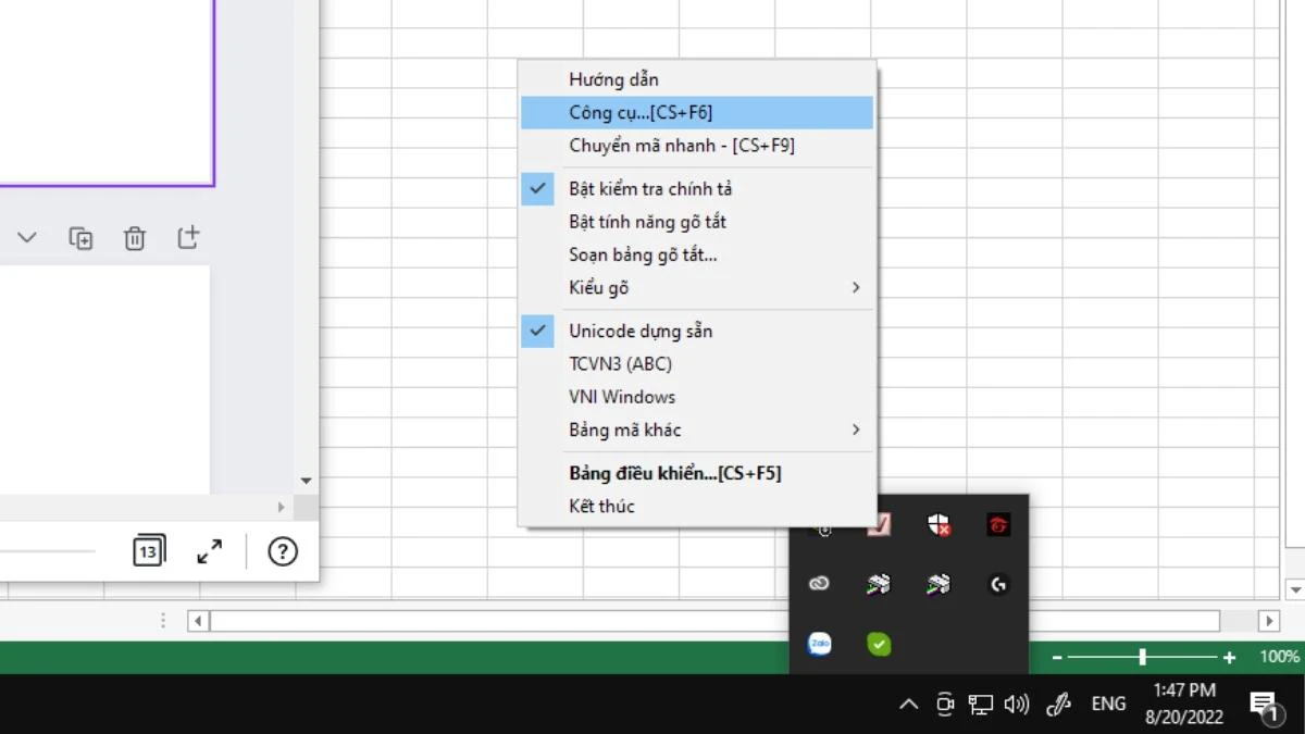 Chuyển tiếng Việt có dấu thành không dấu bằng Unikey, Excel